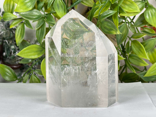 Clear Quartz Crystal Point Tower from Brazil Polished Healing Energy Stone for Meditation & Decor - RPO535
