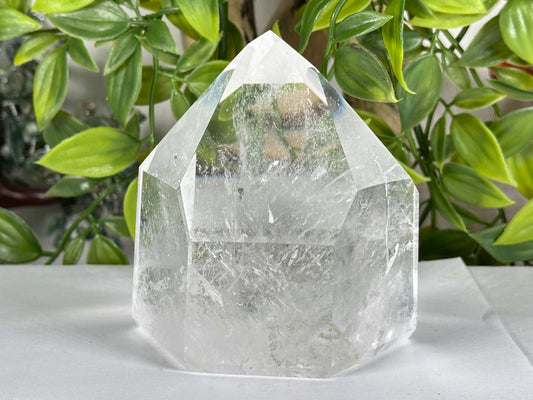 Natural Clear Quartz Tower Hand-Polished Brazilian Crystal Point for Healing & Energy – RPO537