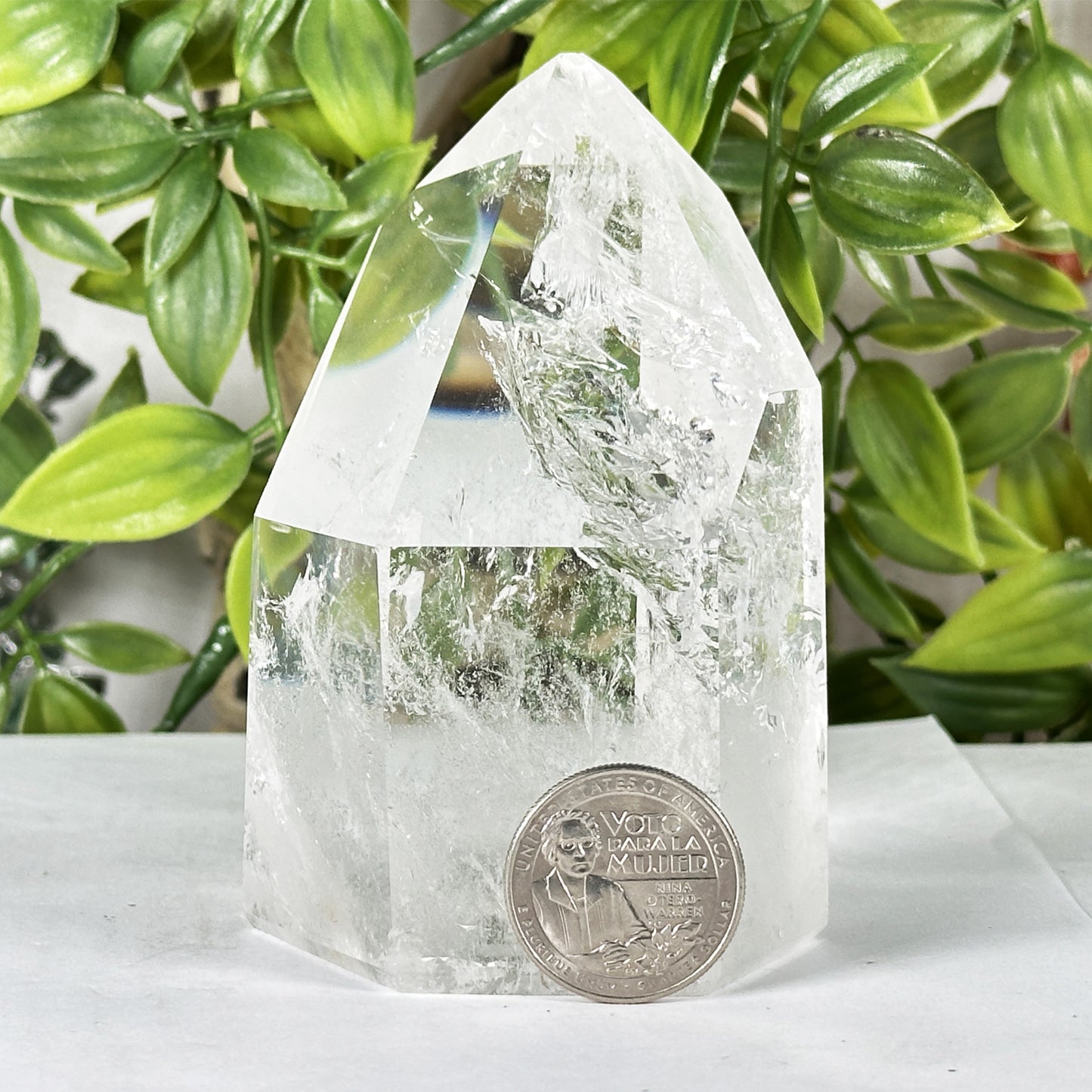 Brazil Clear Quartz Crystal Point Polished Tower Natural Healing Stone - RPO549