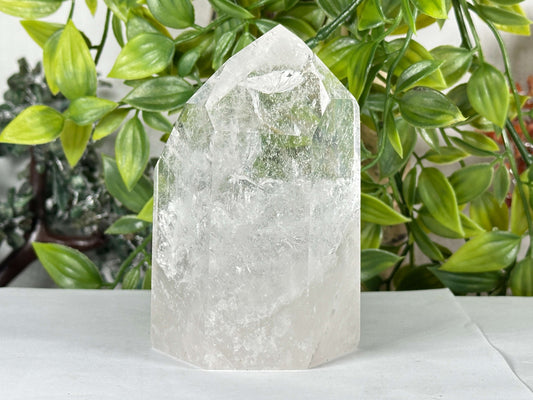 Natural Brazilian Clear Quartz Point Polished Crystal Specimen for Healing & Display - RPO553