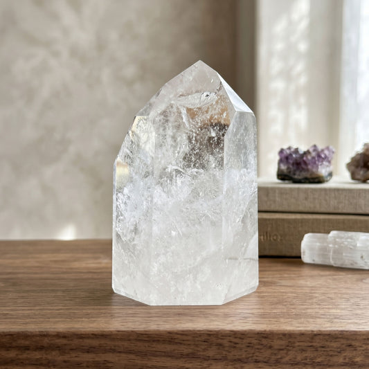 Natural Clear Quartz Crystal Point Tower Brazil 4.25" Tall