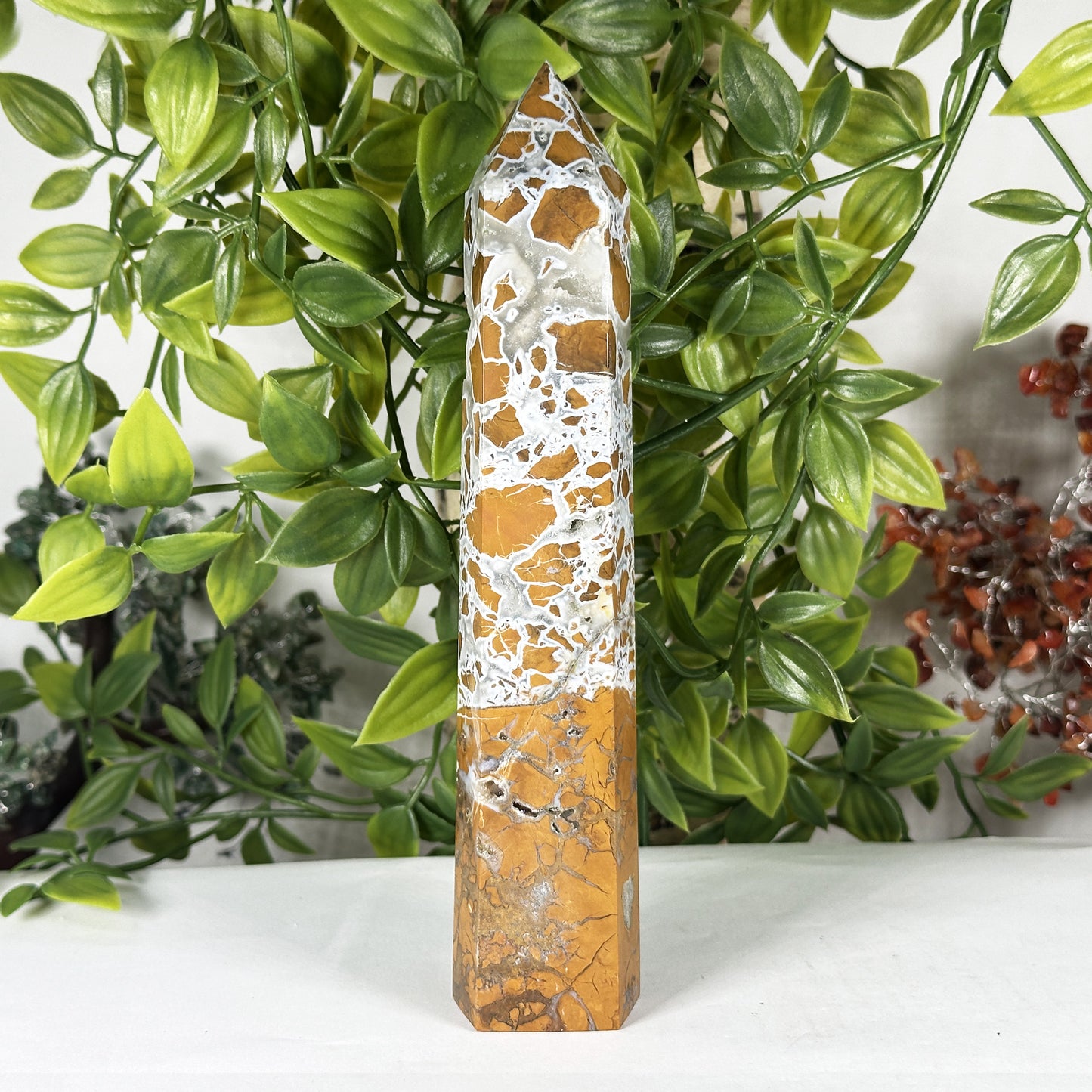 Natural Sea Jasper Crystal Tower - Gem Avenue Retail