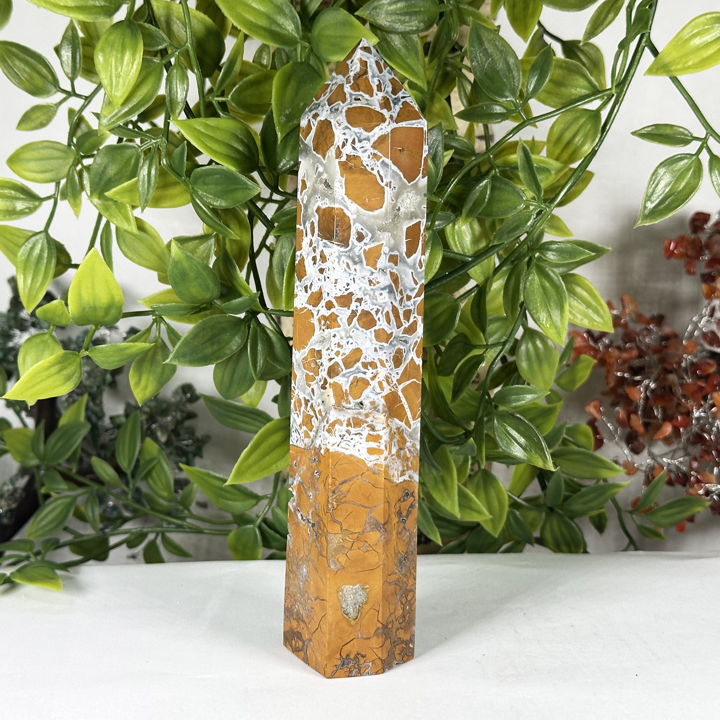 Natural Sea Jasper Crystal Tower - Gem Avenue Retail