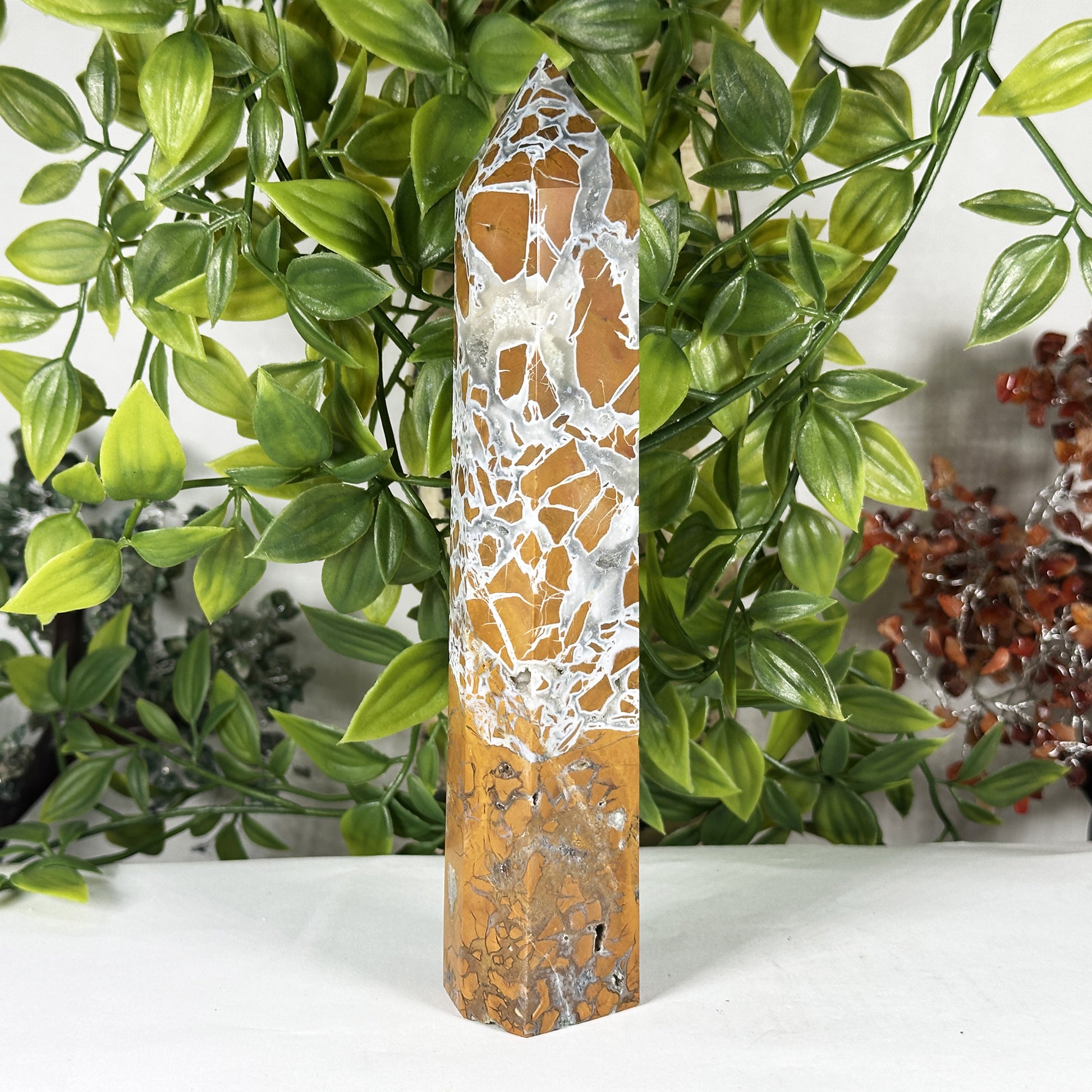 Natural Sea Jasper Crystal Tower - Gem Avenue Retail