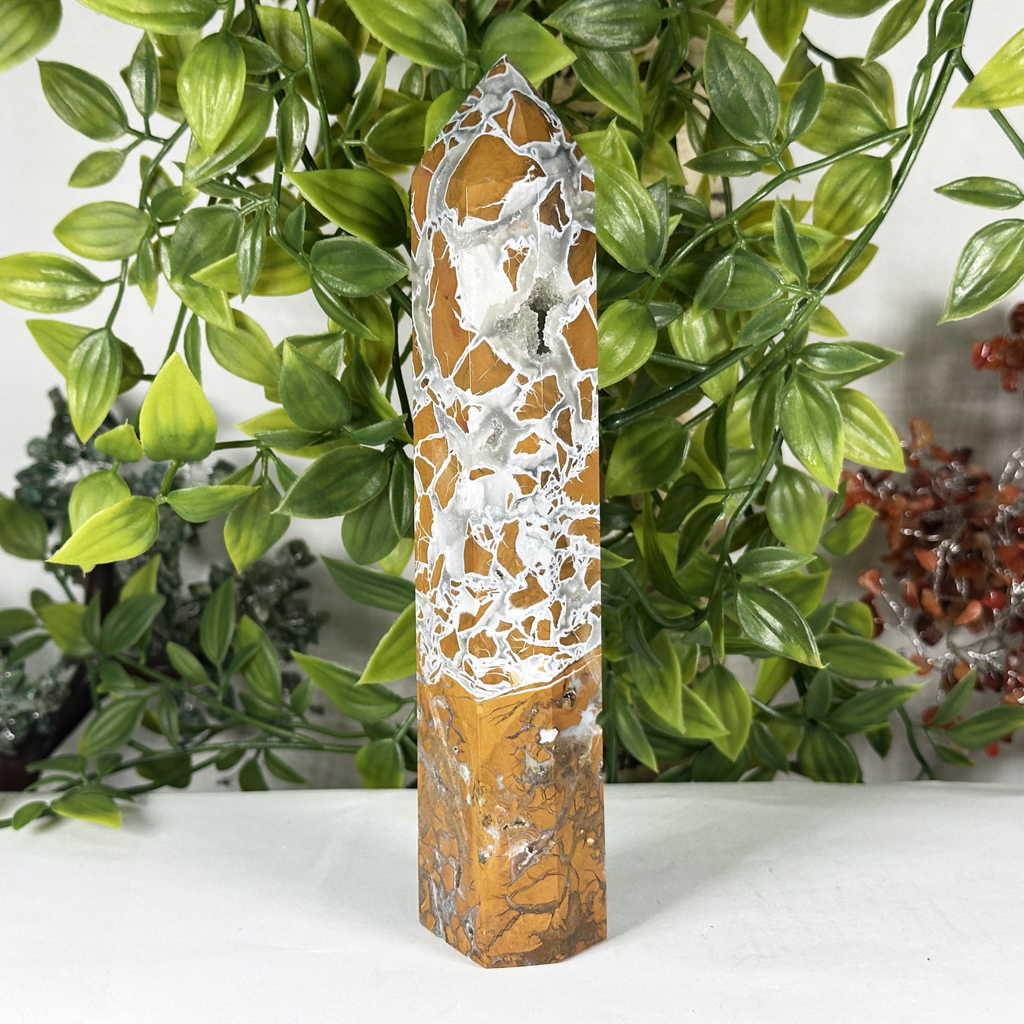 Natural Sea Jasper Crystal Tower - Gem Avenue Retail