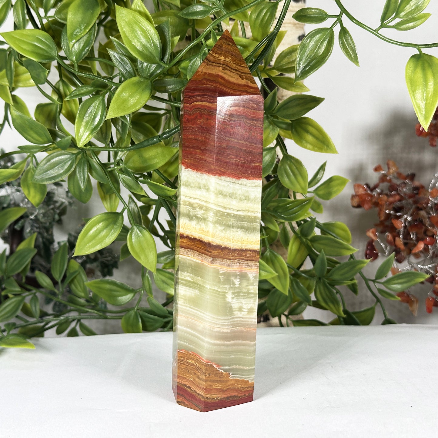Natural Green Onyx Crystal Obelisk Tower - Gem Avenue Retail