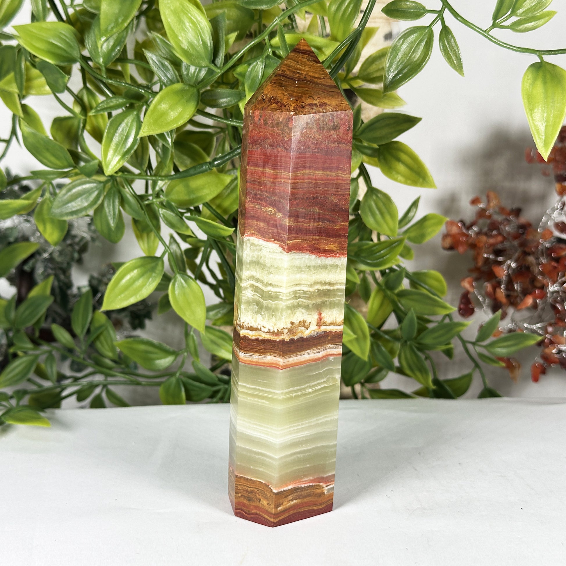 Natural Green Onyx Crystal Obelisk Tower - Gem Avenue Retail