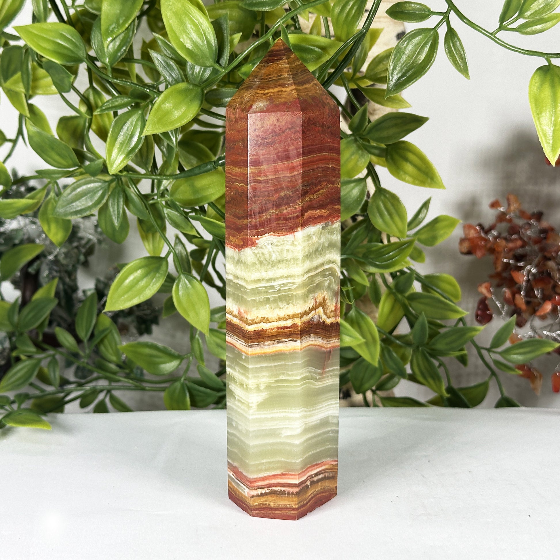 Natural Green Onyx Crystal Obelisk Tower - Gem Avenue Retail