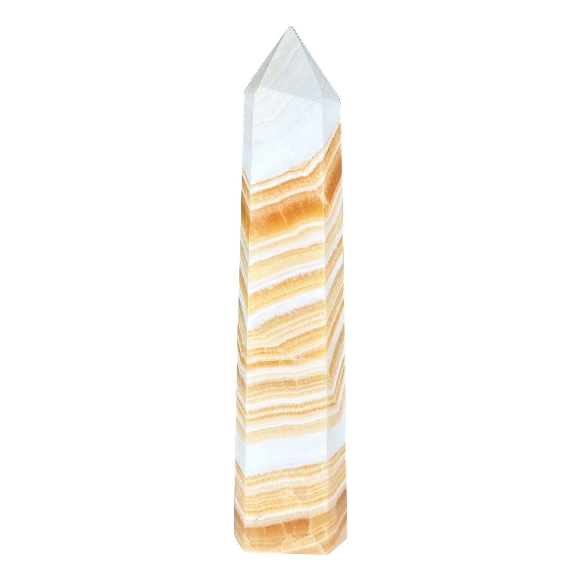 Natural Orange Calcite Crystal Obelisk Tower - Gem Avenue Retail