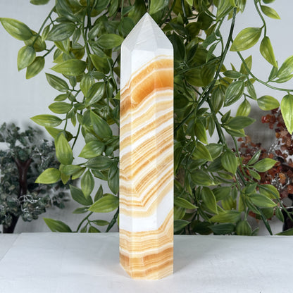 Natural Orange Calcite Crystal Obelisk Tower - Gem Avenue Retail