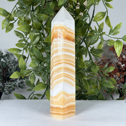 Natural Orange Calcite Crystal Obelisk Tower - Gem Avenue Retail