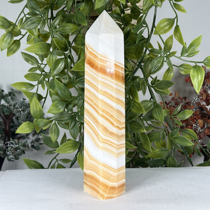 Natural Orange Calcite Crystal Obelisk Tower - Gem Avenue Retail