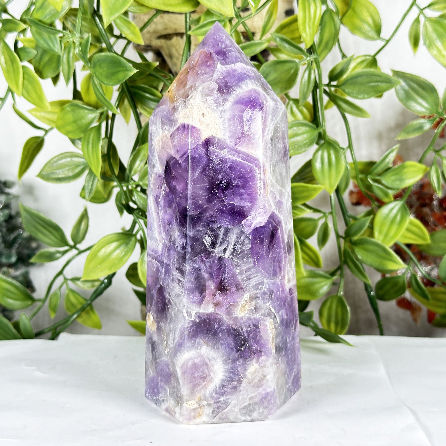 Natural Amethyst Crystal Tower 6" Polished Point Madagascar Healing Stone Decorative Display