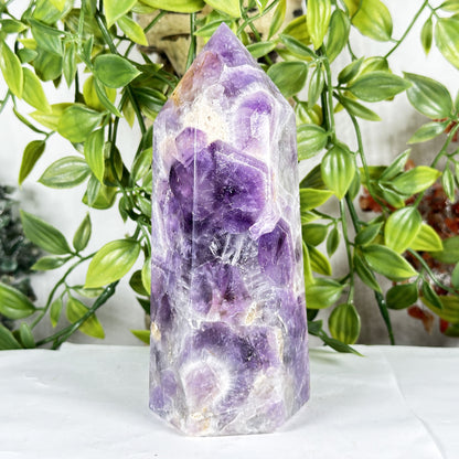 Natural Amethyst Crystal Tower 6" Polished Point Madagascar Healing Stone Decorative Display