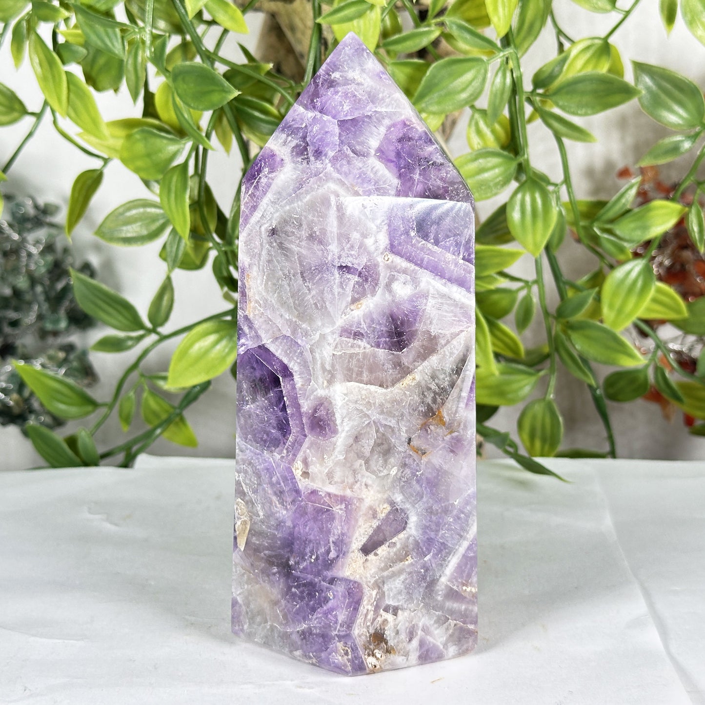 Natural Amethyst Crystal Tower 6" Polished Point Madagascar Healing Stone Decorative Display