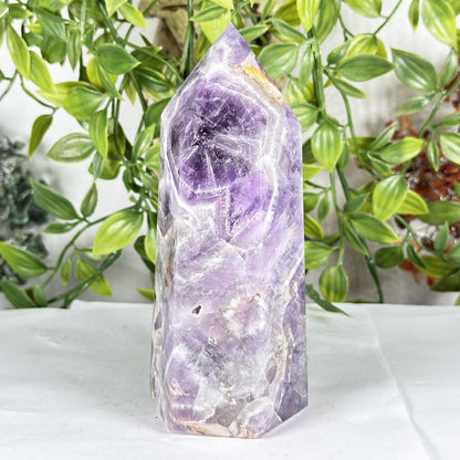 Natural Amethyst Crystal Tower 6" Polished Point Madagascar Healing Stone Decorative Display