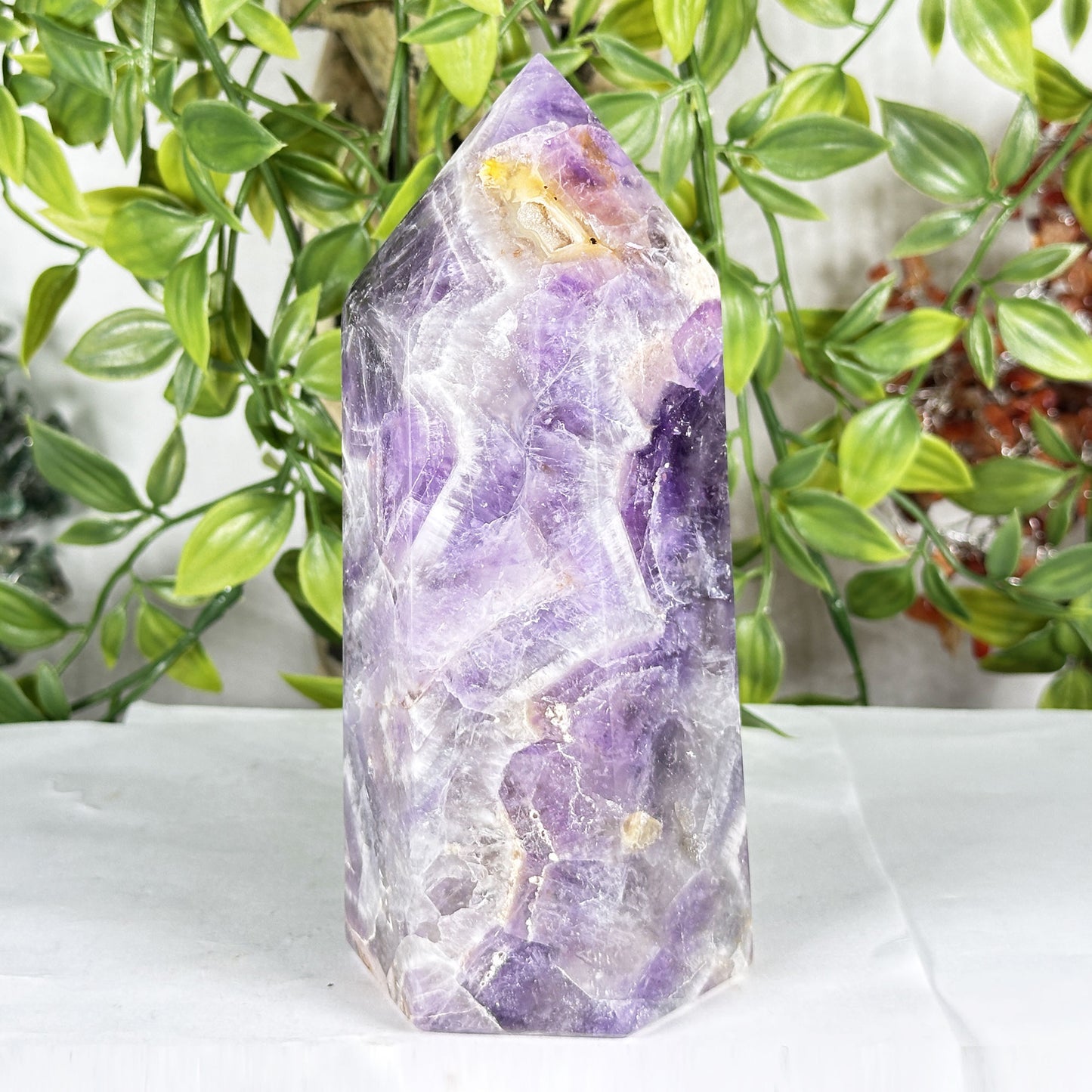 Natural Amethyst Crystal Tower 6" Polished Point Madagascar Healing Stone Decorative Display