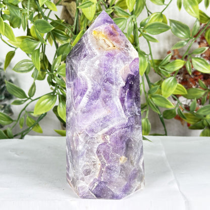 Natural Amethyst Crystal Tower 6" Polished Point Madagascar Healing Stone Decorative Display