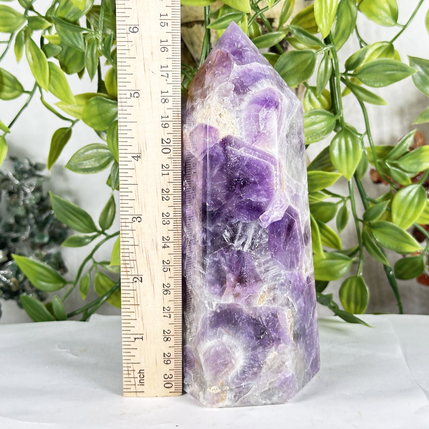 Natural Amethyst Crystal Tower 6" Polished Point Madagascar Healing Stone Decorative Display
