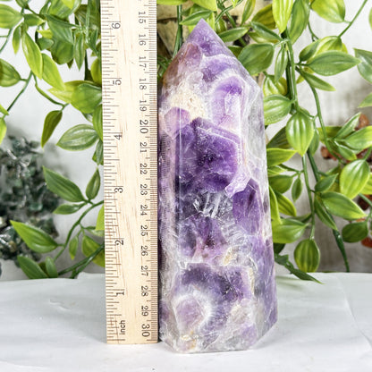 Natural Amethyst Crystal Tower 6" Polished Point Madagascar Healing Stone Decorative Display