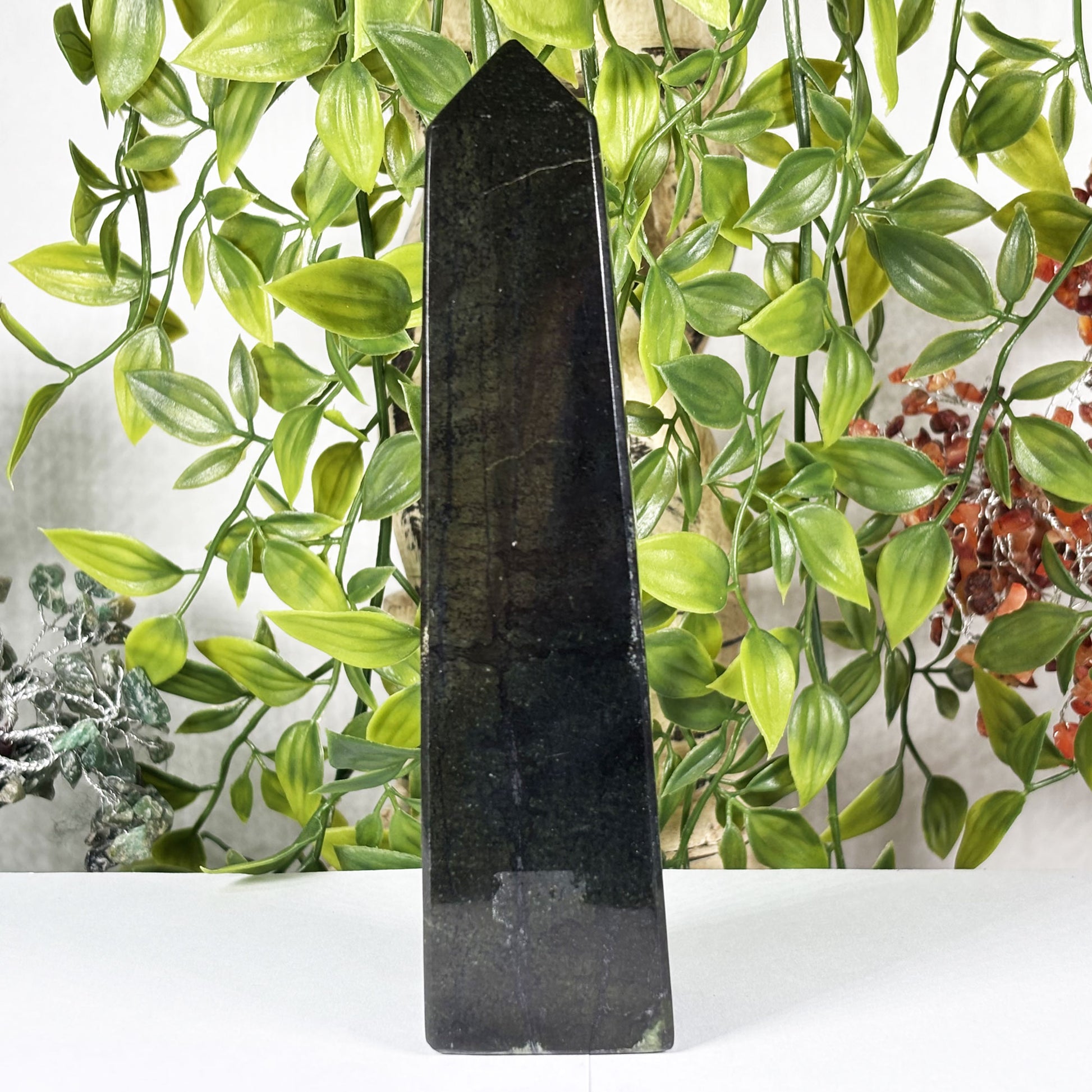Natural Polished Serpentine Crystal Tower - Gem Avenue Retail