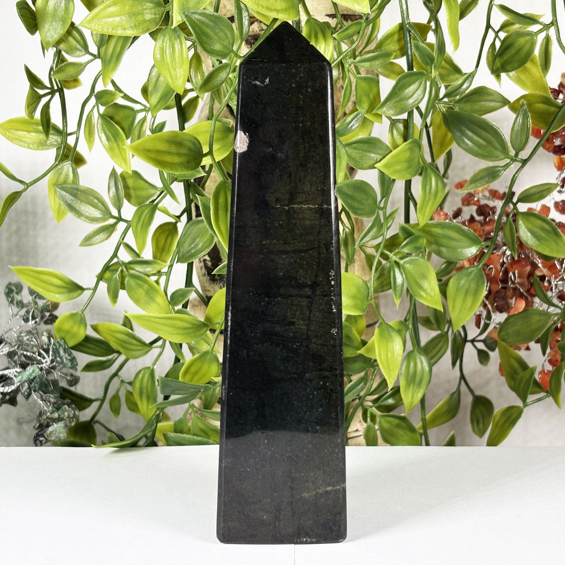Natural Polished Serpentine Crystal Tower - Gem Avenue Retail
