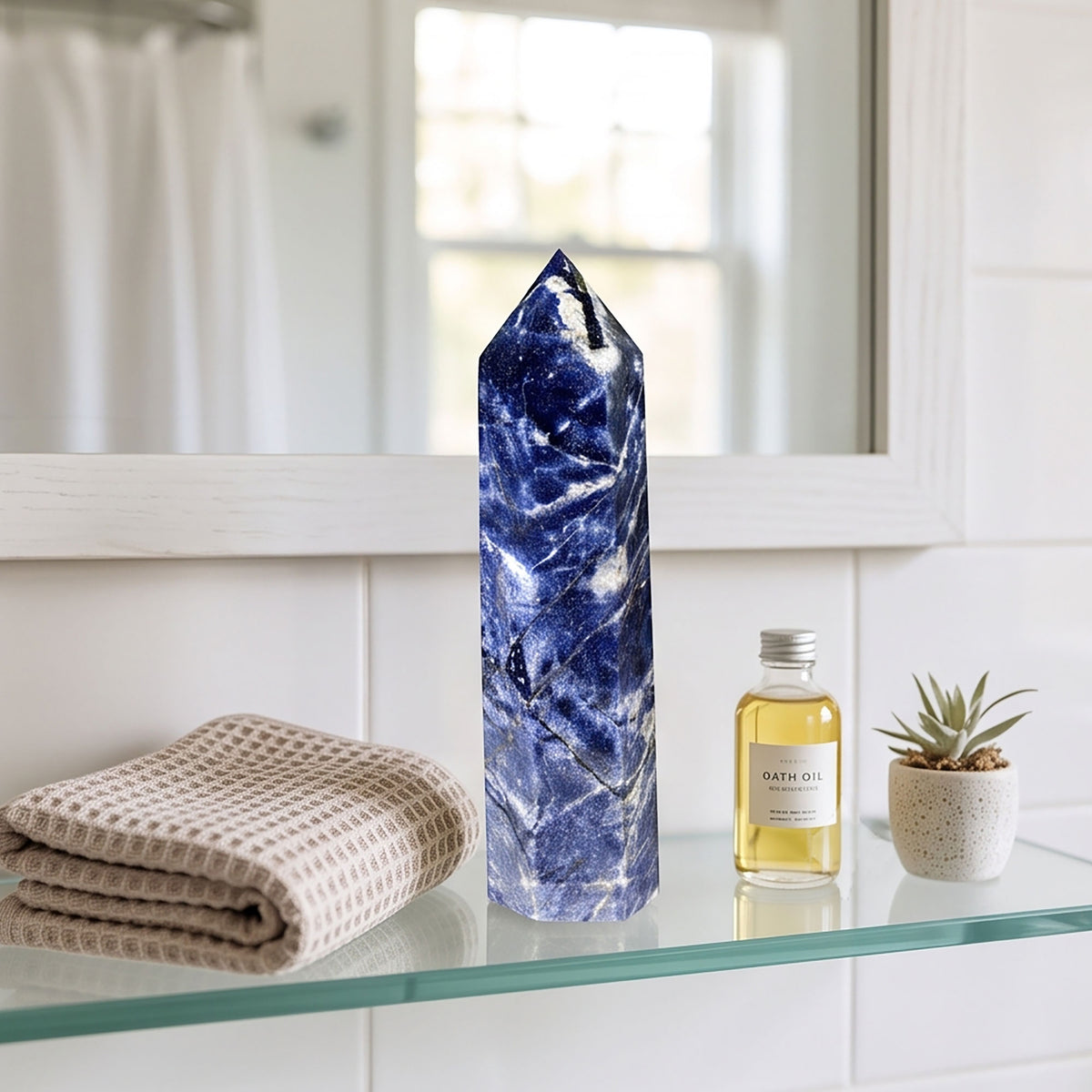Natural Sodalite Crystal Tower 7.5" Polished Point Blue Mineral Display Stone