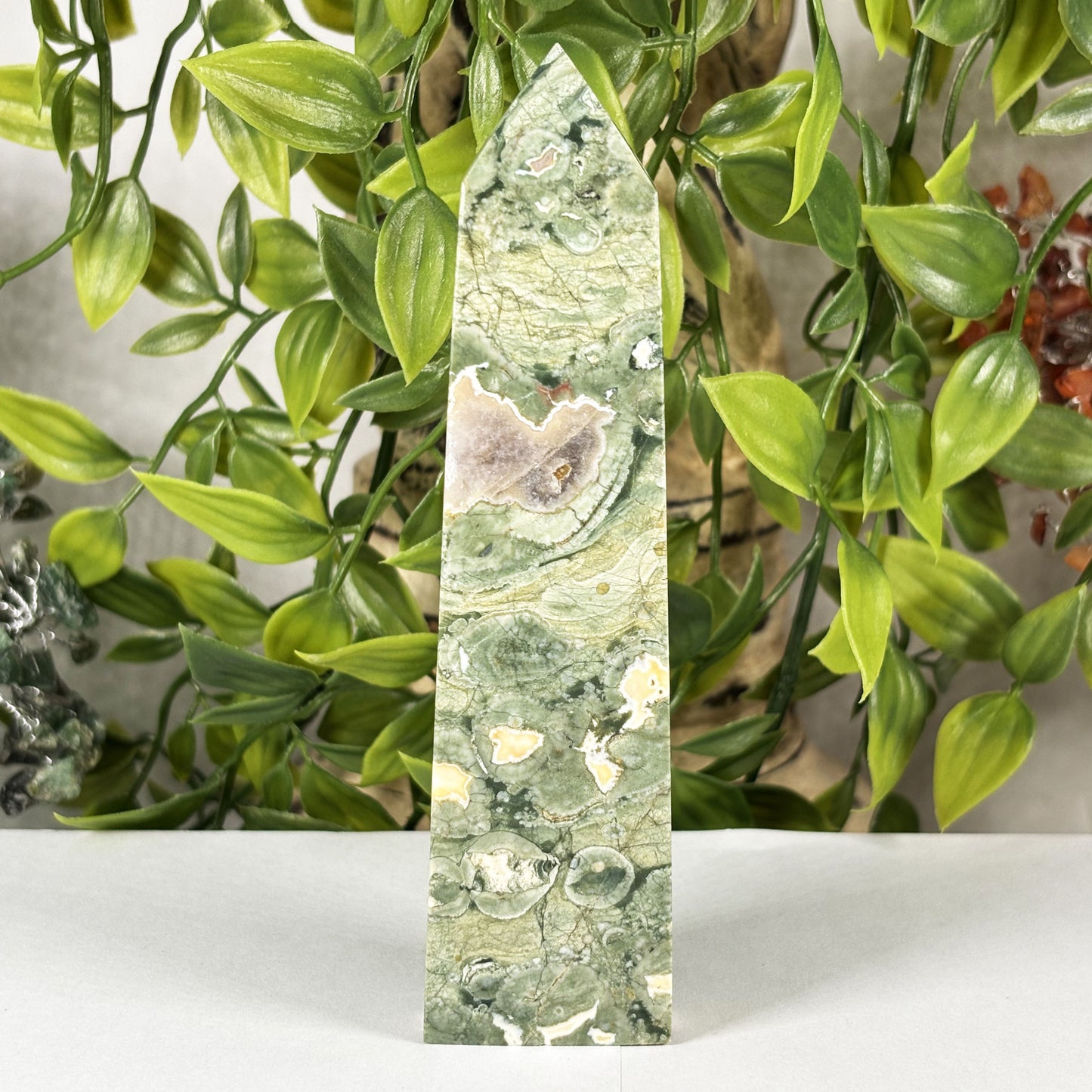Rainforest Jasper Crystal Tower - Gem Avenue Retail