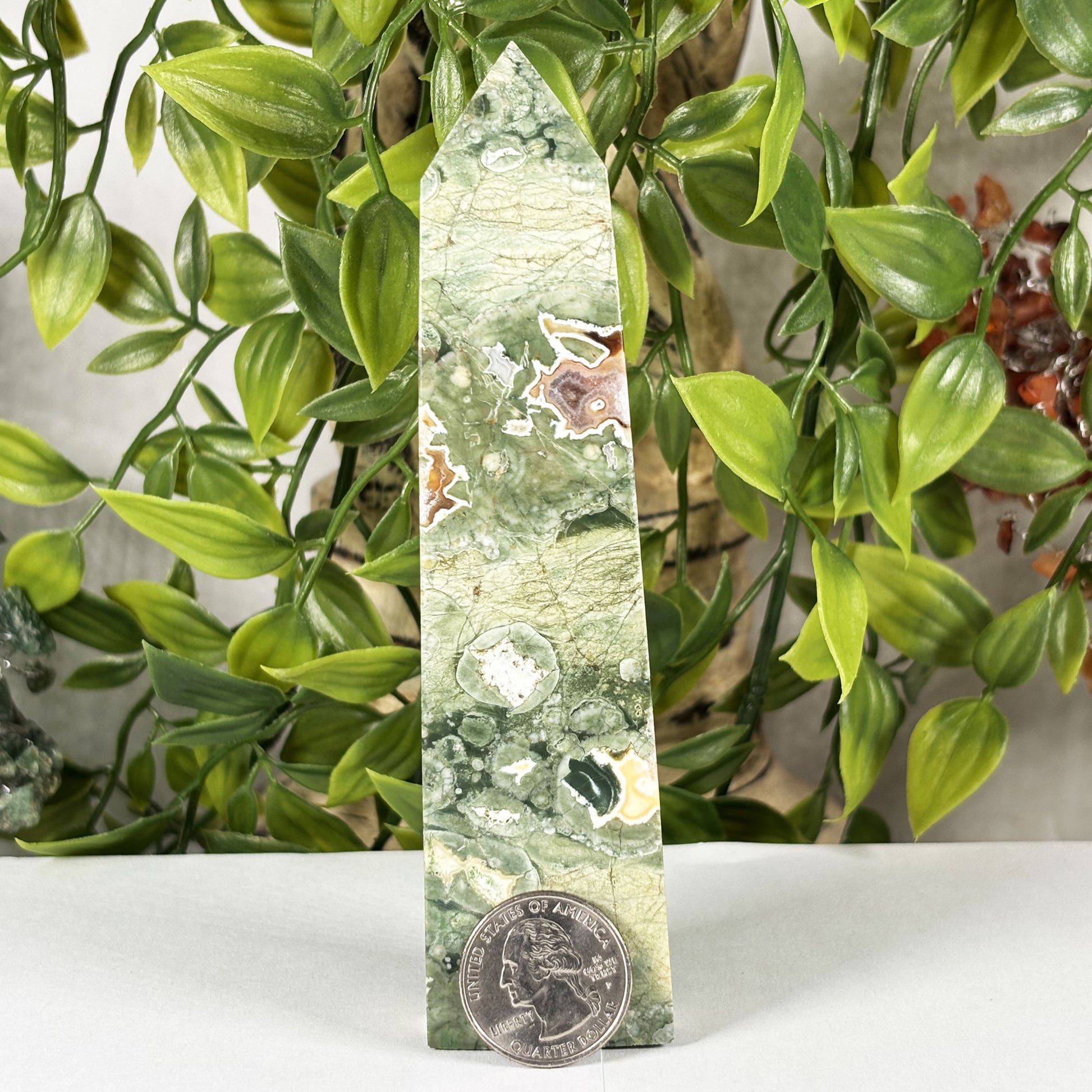 Rainforest Jasper Crystal Tower - Gem Avenue Retail