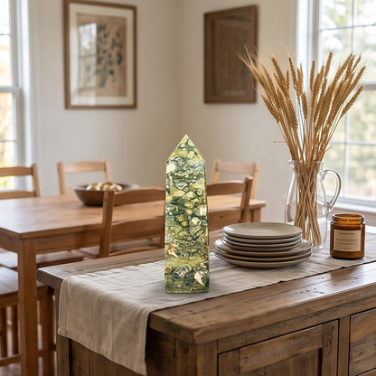 Natural Rainforest Jasper Crystal Point Tower 4 Inch Polished Healing Stone Home Decor