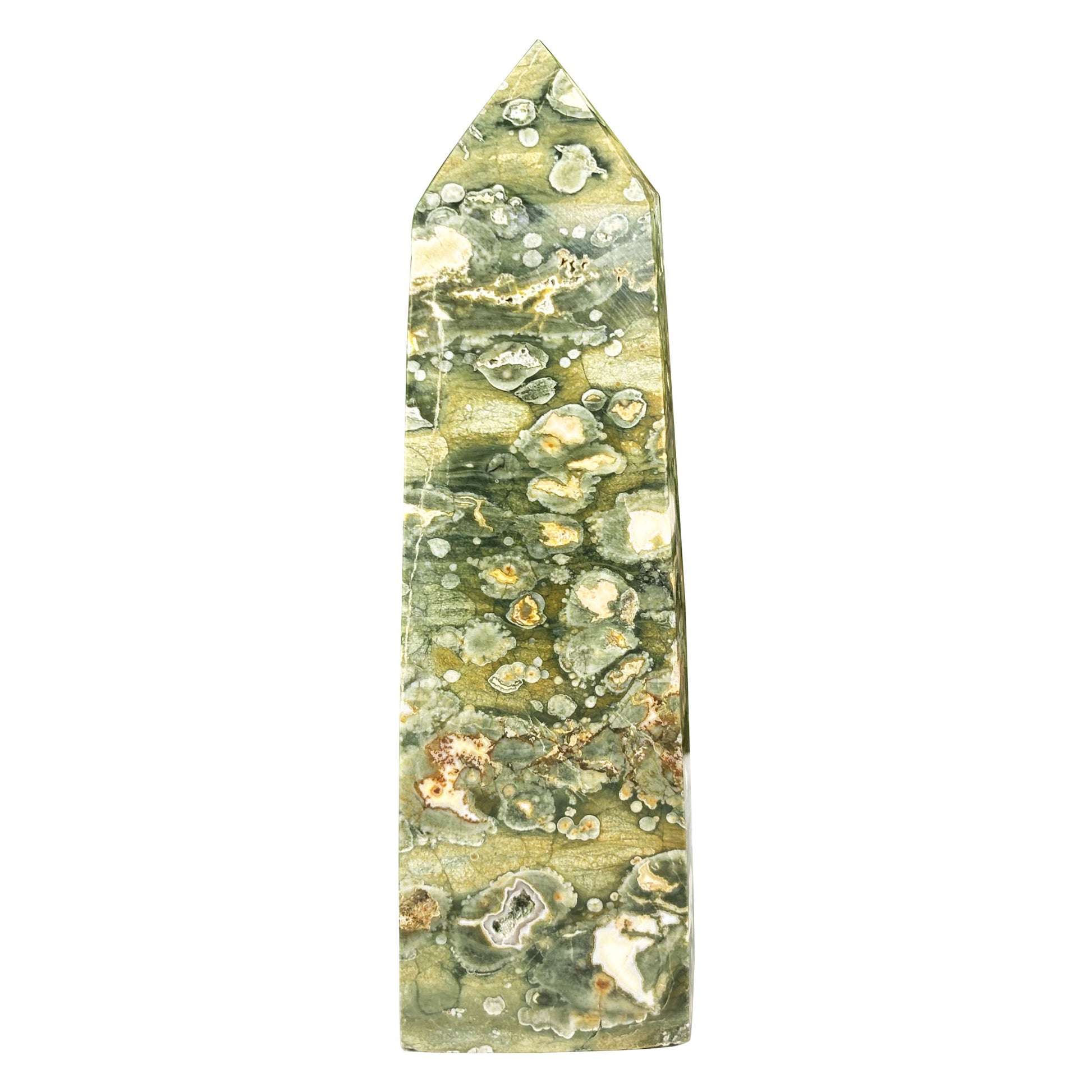 Rainforest Jasper Crystal Point Tower - Gem Avenue Retail
