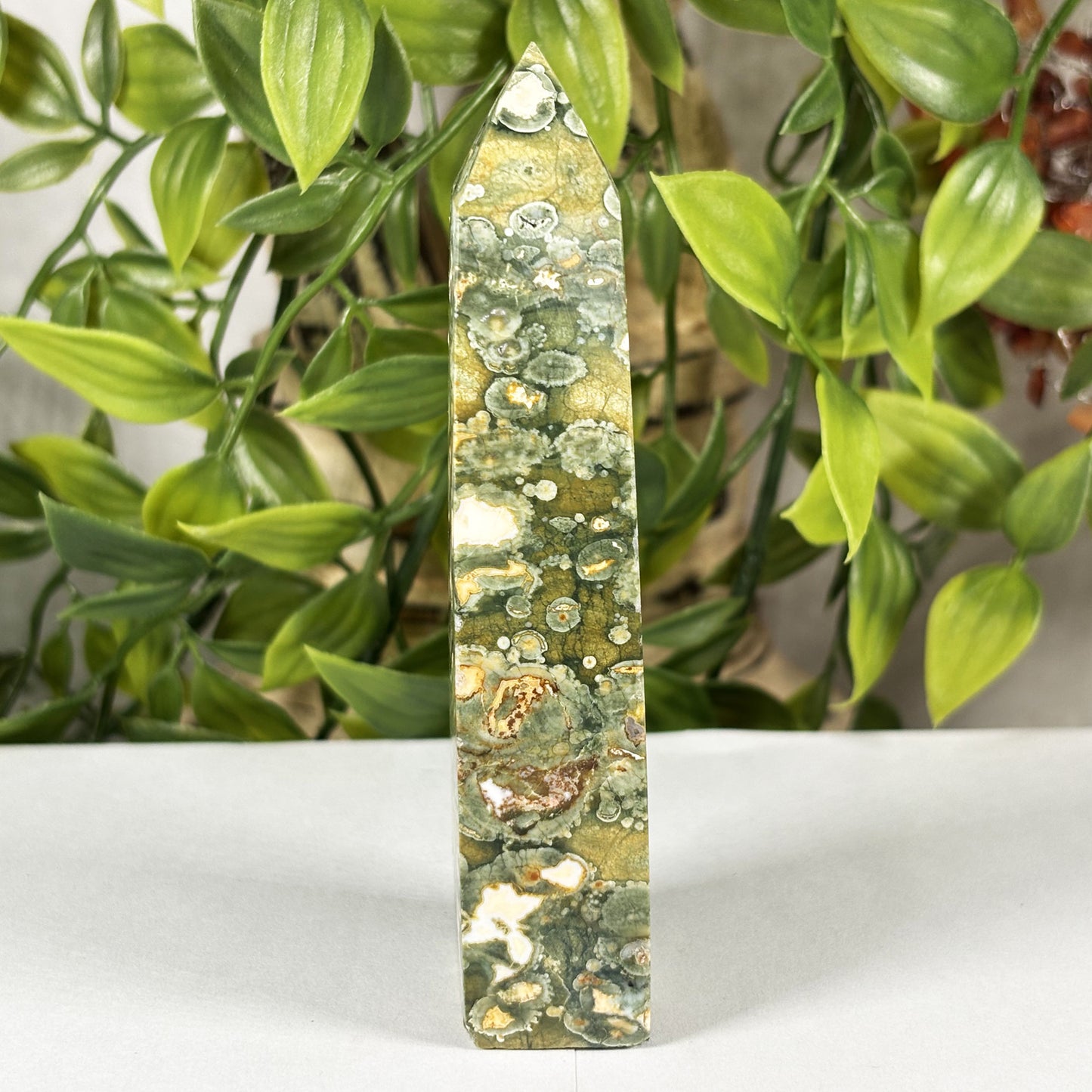 Rainforest Jasper Crystal Point Tower - Gem Avenue Retail
