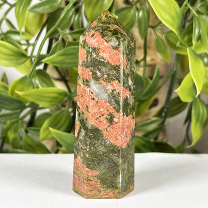 Natural Unakite Crystal Point Tower 3.25 Inch Polished Healing Stone Home Decor