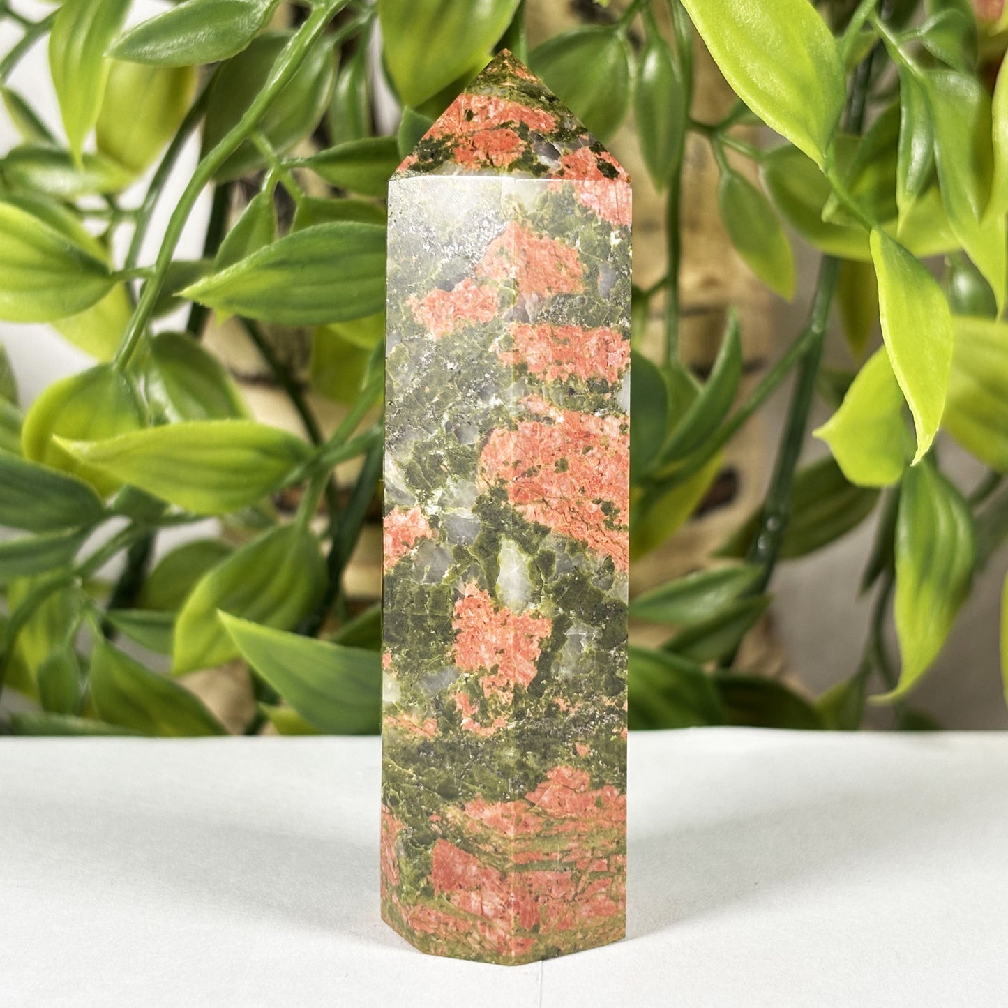 Natural Unakite Crystal Point Tower 3.25 Inch Polished Healing Stone Home Decor