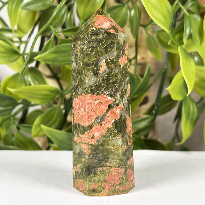 Natural Unakite Crystal Point Tower 3.25 Inch Polished Healing Stone Home Decor