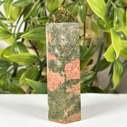 Natural Unakite Crystal Point Tower 3.25 Inch Polished Healing Stone Home Decor