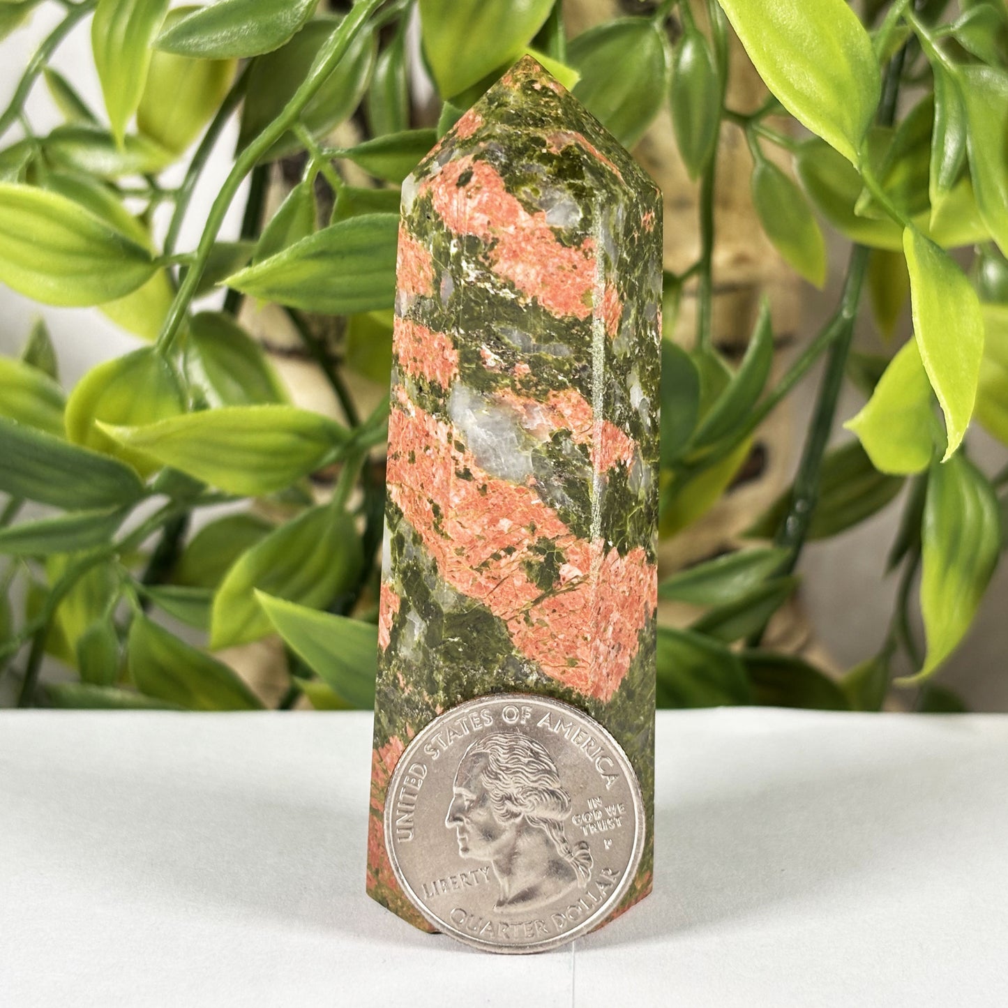 Natural Unakite Crystal Point Tower 3.25 Inch Polished Healing Stone Home Decor