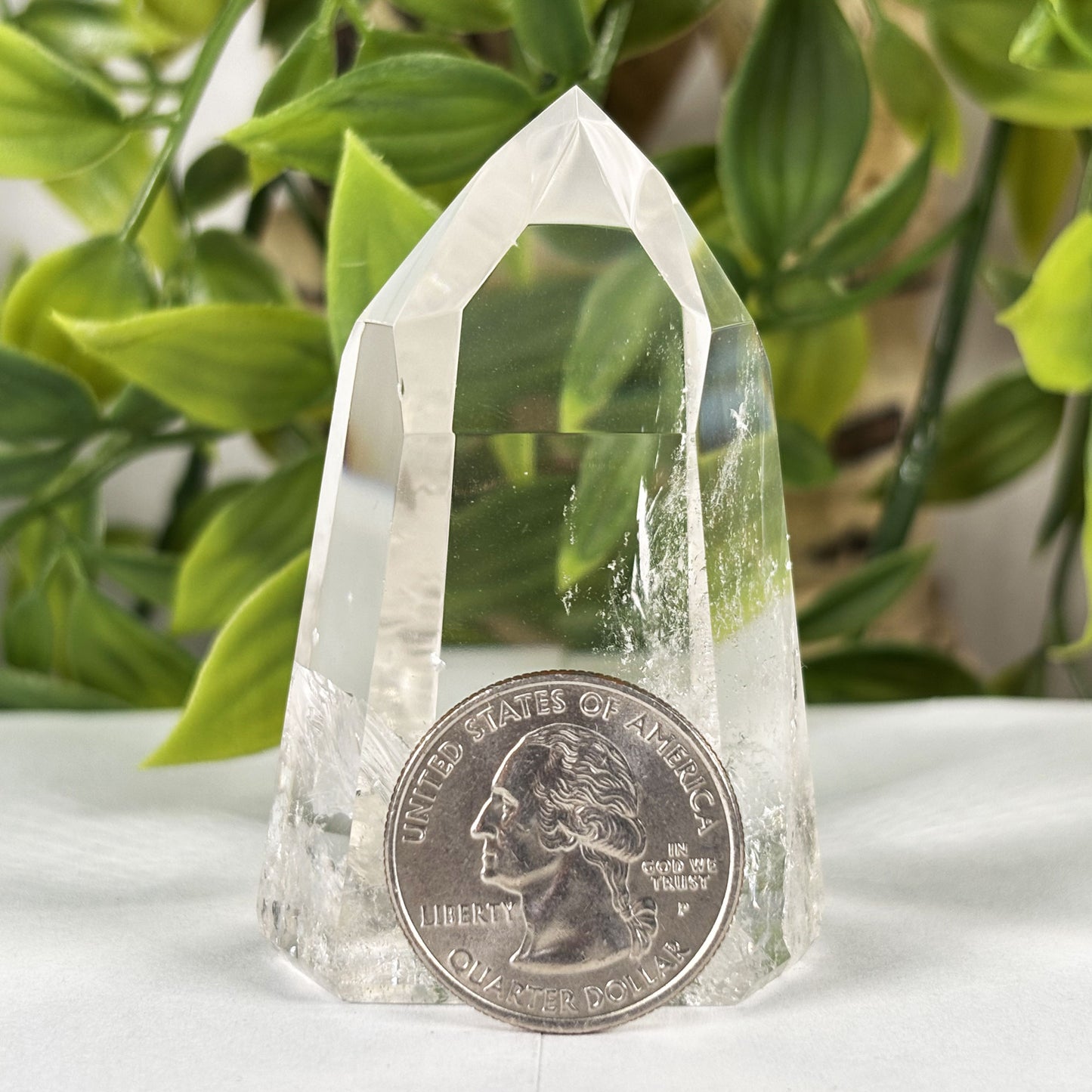 Natural Clear Quartz Standing Point Crystal Polished Gemstone Tower Healing Stone