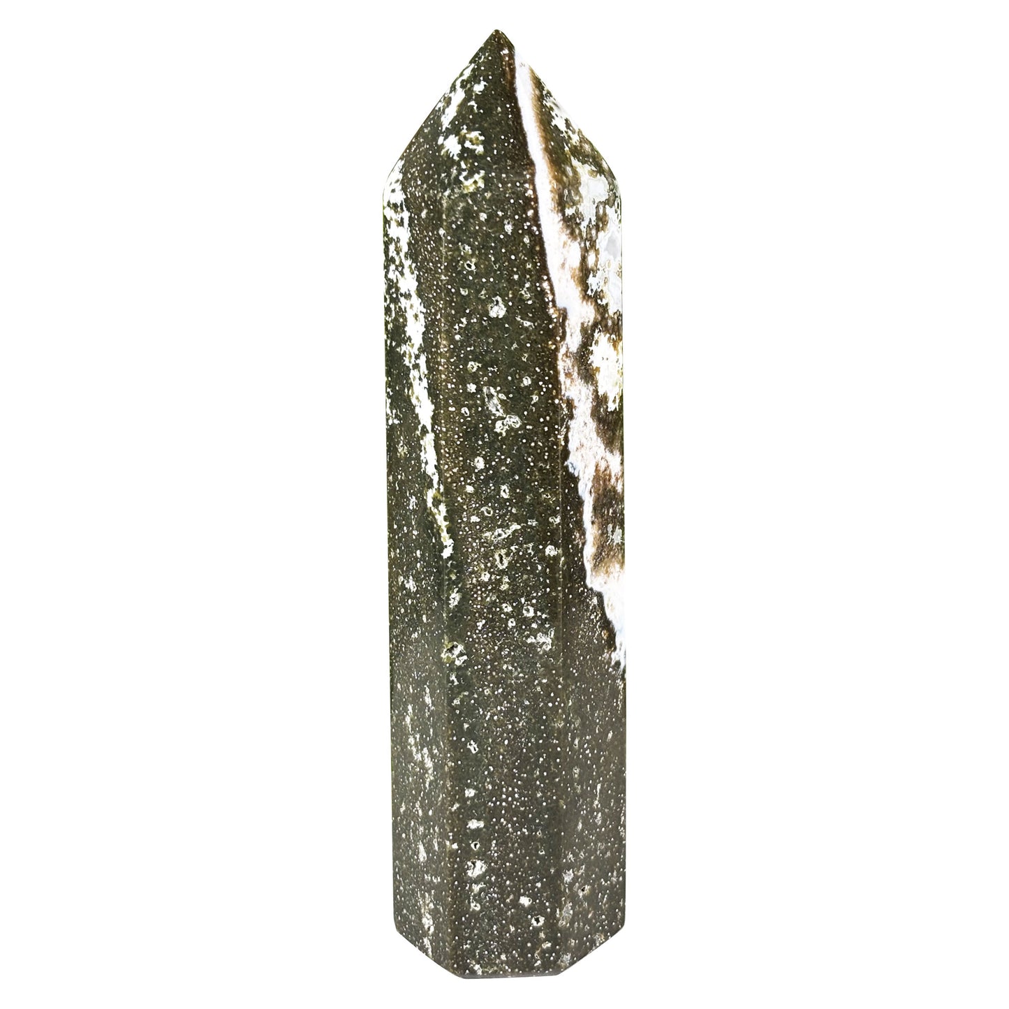 Natural Sea Jasper Crystal Point from Madagascar Polished Healing Stone Tower