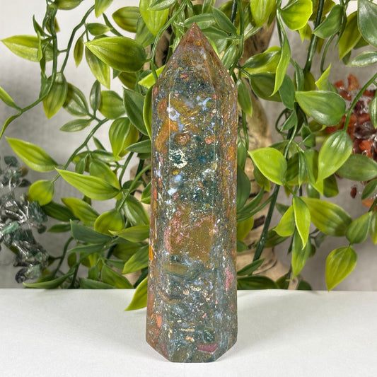 Natural Sea Jasper Crystal Tower from Madagascar Polished Healing