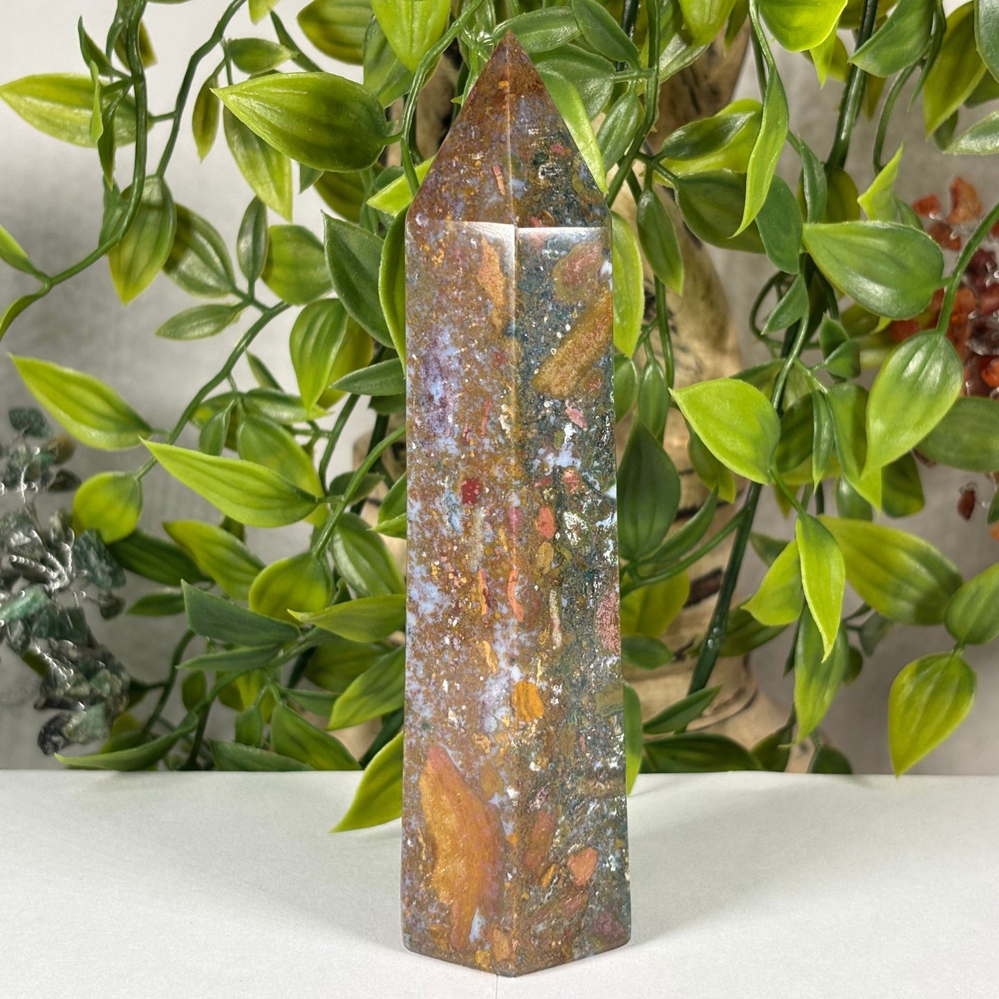 Natural Sea Jasper Crystal Tower from Madagascar Polished Healing