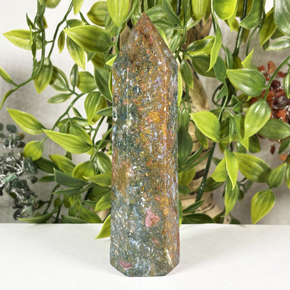 Natural Sea Jasper Crystal Tower from Madagascar Polished Healing