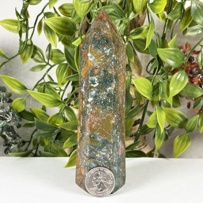 Natural Sea Jasper Crystal Tower from Madagascar Polished Healing