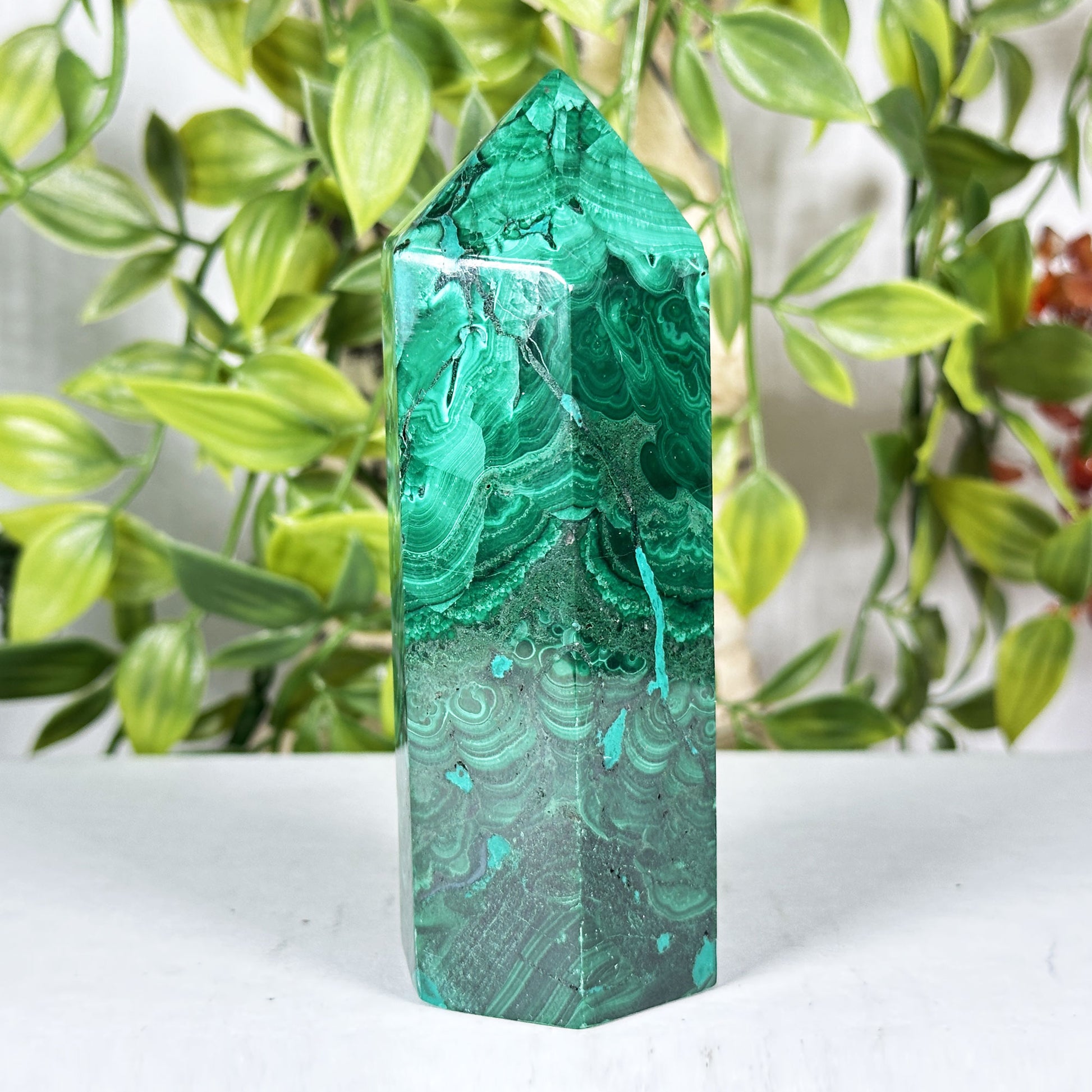 Malachite Crystal Tower - Gem Avenue Retail