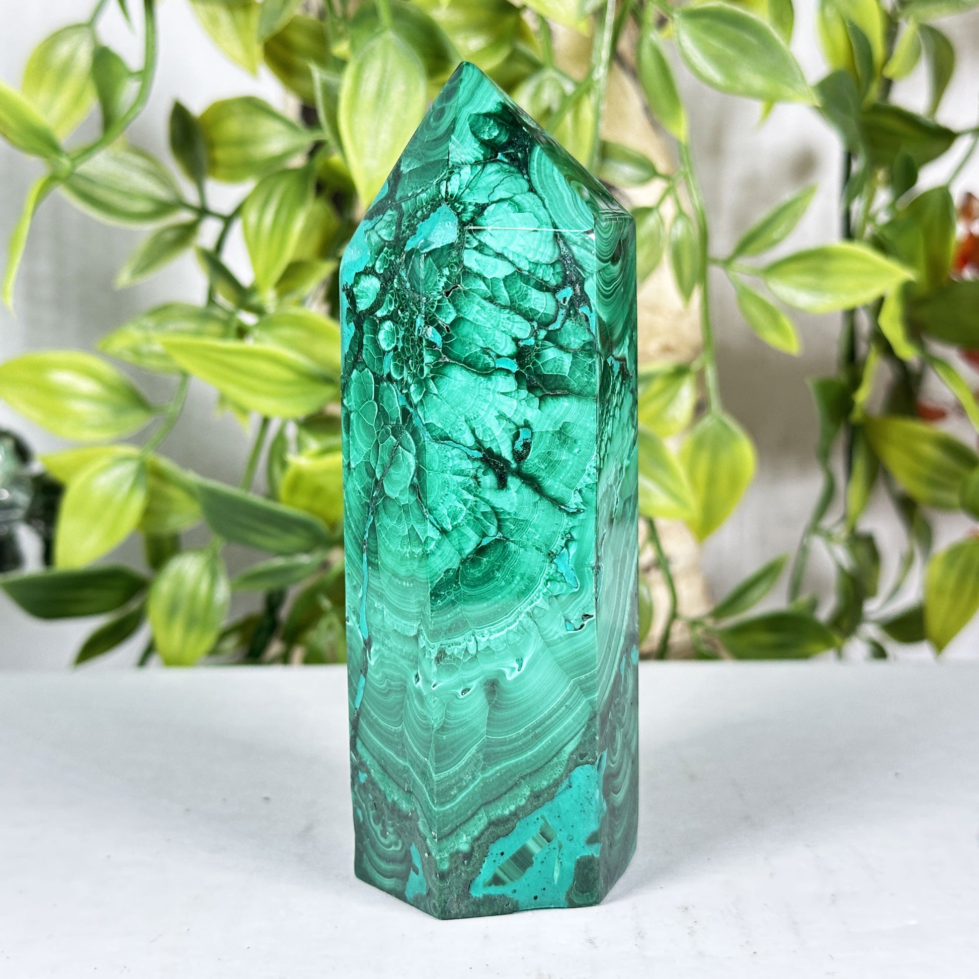 Malachite Crystal Tower - Gem Avenue Retail