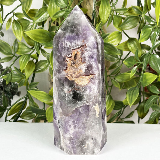 Chevron Amethyst Crystal Obelisk Tower - Gem Avenue Retail