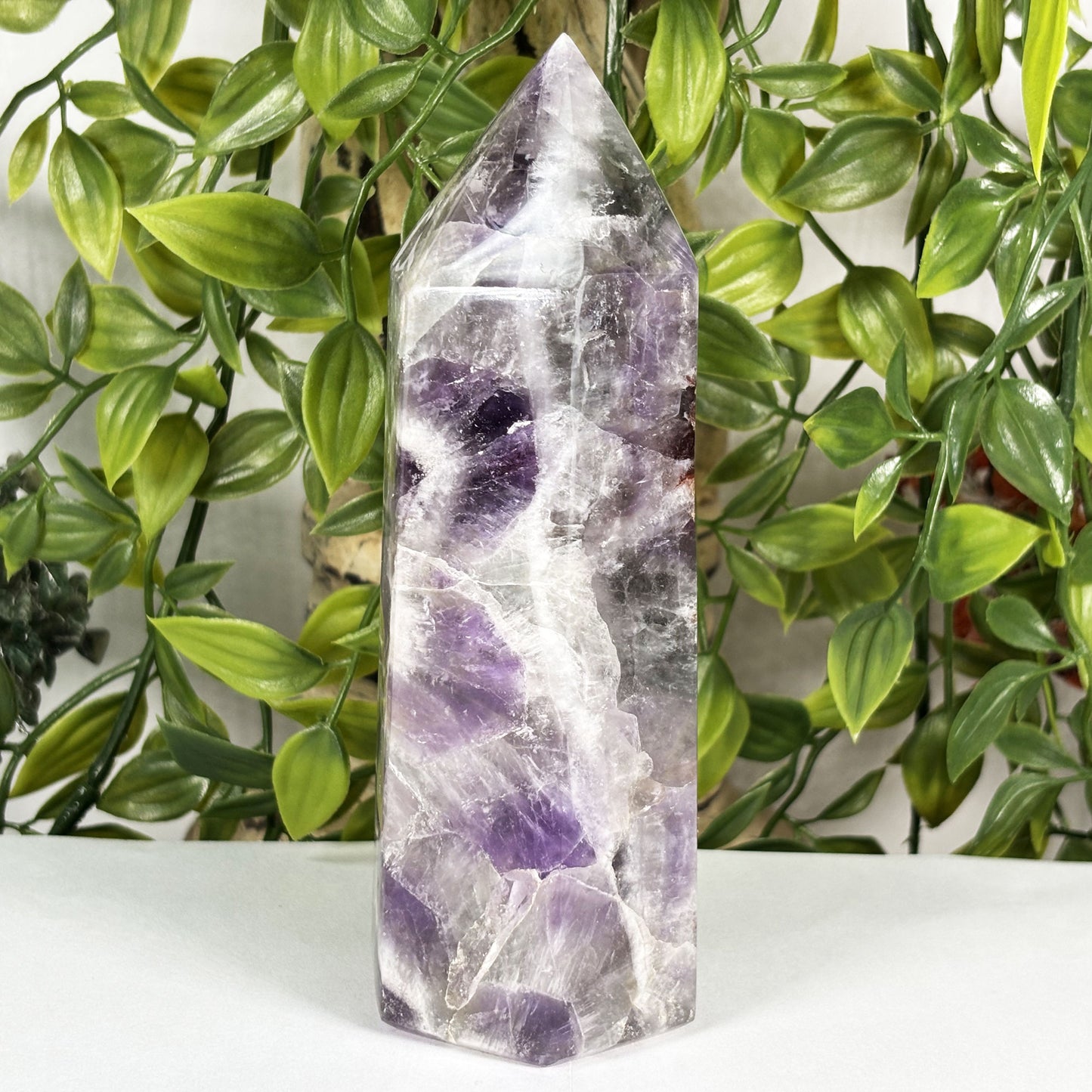 Chevron Amethyst Crystal Obelisk Tower - Gem Avenue Retail