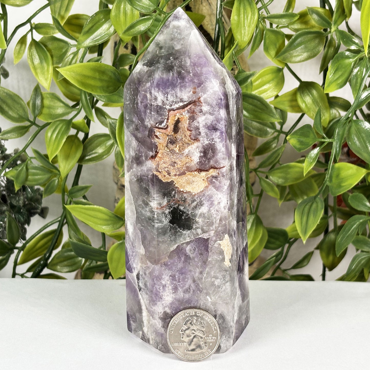 Chevron Amethyst Crystal Obelisk Tower - Gem Avenue Retail