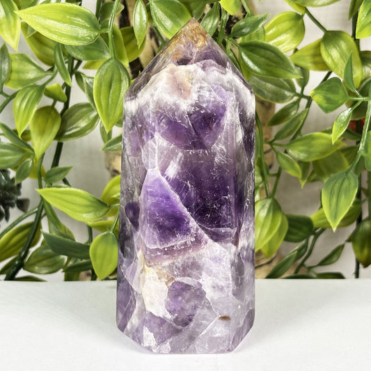 Chevron Amethyst Crystal Obelisk Tower - Gem Avenue Retail