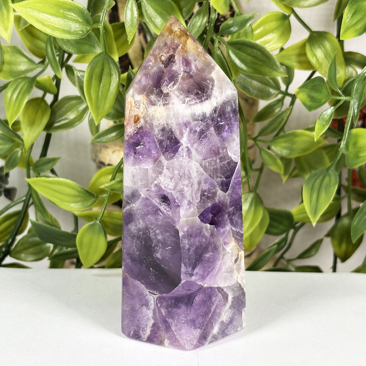 Chevron Amethyst Crystal Obelisk Tower - Gem Avenue Retail